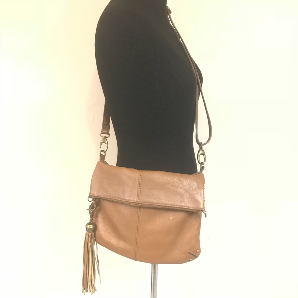 LUCKY BRAND BROWN CROSSBODY TASSEL LEATHER  PURSE